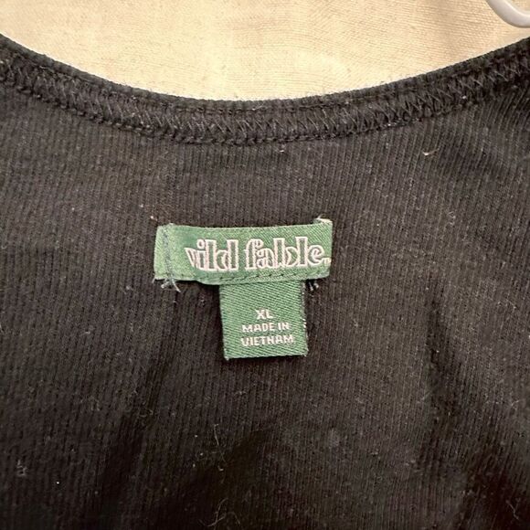Wild Fable Snap Button Sleeveless Knitted Henley Cropped Tank Top Black Size XL - Picture 4 of 5